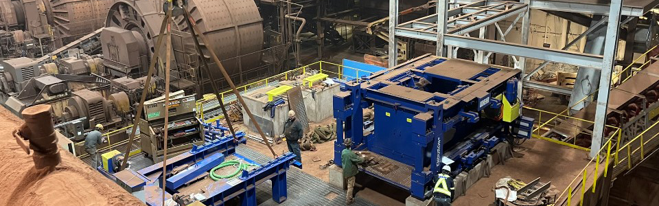 High Pressure Grinding Roll (HPGR) being installed at the Tilden Mine